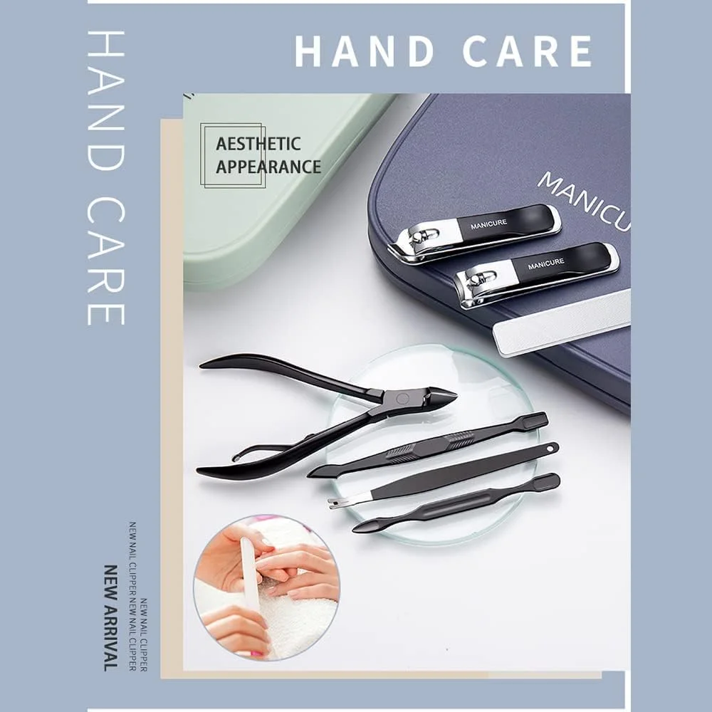 ست مانیکور TZAONEN با کیف، ست ناخن گیر پدیکور - ست مانیکور 18 تکه استیل ضد زنگ، ست های حرفه ای پیرایش، ابزار قیچی مراقبت از ناخن (آبی تیره) ست مانیکور TZAONEN با کیف، ست ناخن گیر پدیکور - ست مانیکور 18 تکه استیل ضد زنگ، ست های حرفه ای پیرایش، ابزار قیچی مراقبت از ناخن (آبی تیره)