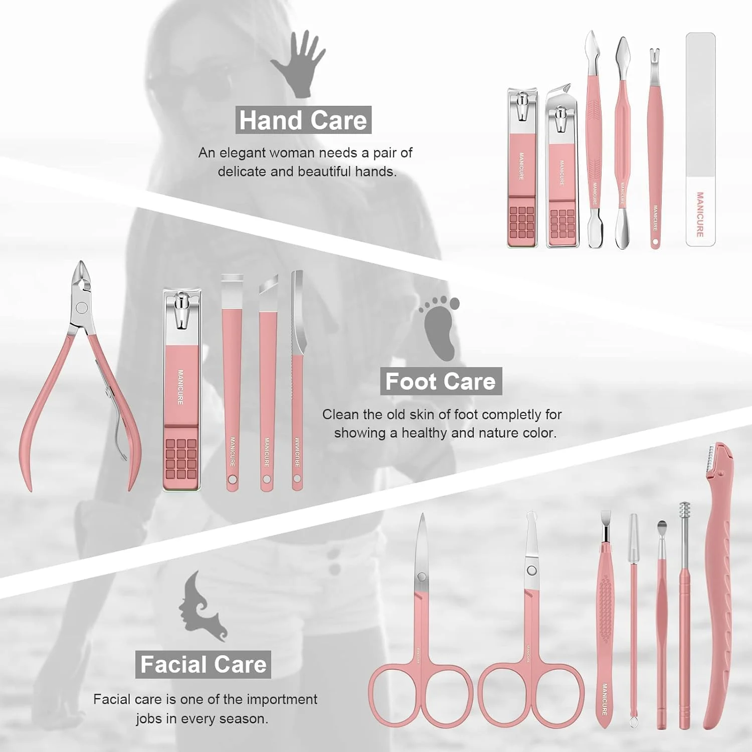 ست مانیکور YHRY، کیت حرفه ای پدیکور، ست ناخن گیر، 18 تکه ابزار مراقبت از ناخن، کیت پیرایش، با کیف مسافرتی لوکس ارتقا یافته (صورتی) ست مانیکور YHRY، کیت حرفه ای پدیکور، ست ناخن گیر، 18 تکه ابزار مراقبت از ناخن، کیت پیرایش، با کیف مسافرتی لوکس ارتقا یافته (صورتی)