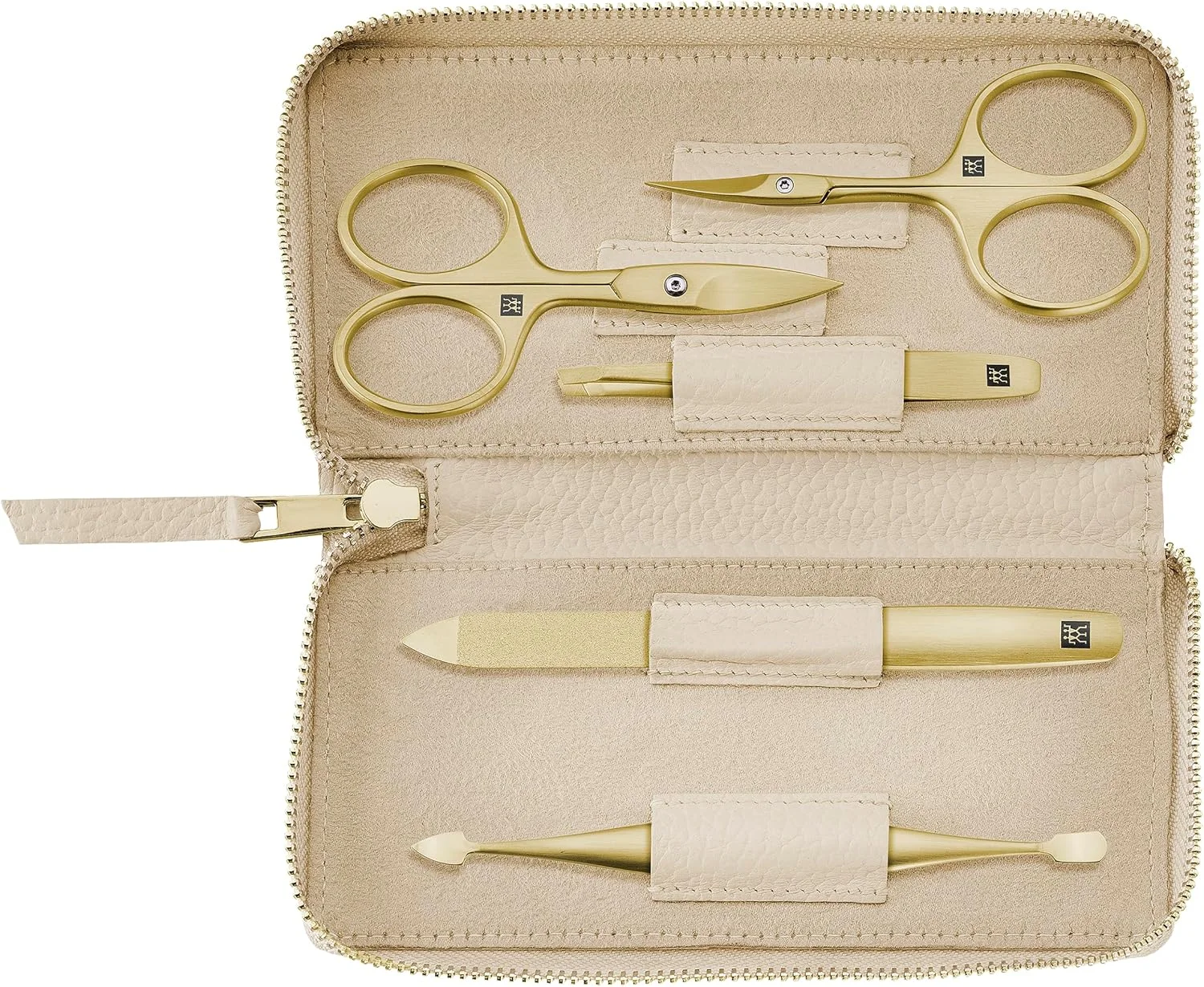 ست مانیکور Zwilling (۵ تکه، کیف چرمی اصل، ست مسافرتی، با قیچی ناخن و قیچی کوتیکول)، نسخه طلایی ممتاز ست مانیکور Zwilling (۵ تکه، کیف چرمی اصل، ست مسافرتی، با قیچی ناخن و قیچی کوتیکول)، نسخه طلایی ممتاز