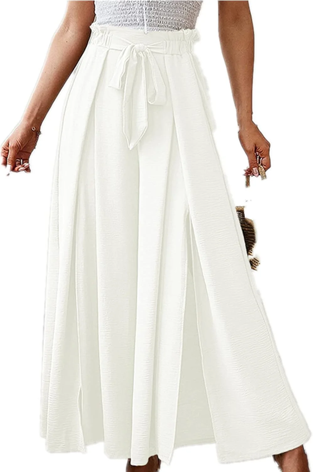 شلوار زنانه راسته و گشاد رنگ ثابت ANNA GARDEN، کمر بلند، گشاد و نازک، شلوار مد روز غیر رسمی (سفید، XL) شلوار زنانه راسته و گشاد رنگ ثابت ANNA GARDEN، کمر بلند، گشاد و نازک، شلوار مد روز غیر رسمی (سفید، XL)