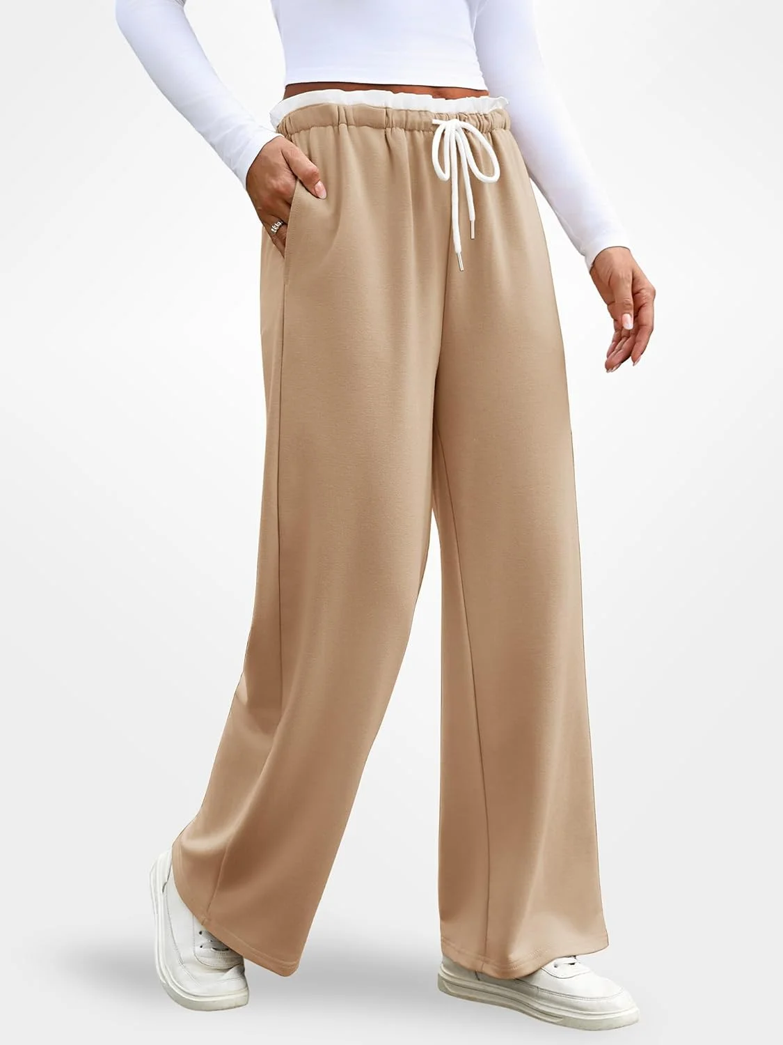 شلوار گرمکن پاچه گشاد زنانه Anbech، شلوار ورزشی بگ کمر پایین با بند، شلوار راحتی زنانه، شلوار جاگر با جیب شلوار گرمکن پاچه گشاد زنانه Anbech، شلوار ورزشی بگ کمر پایین با بند، شلوار راحتی زنانه، شلوار جاگر با جیب