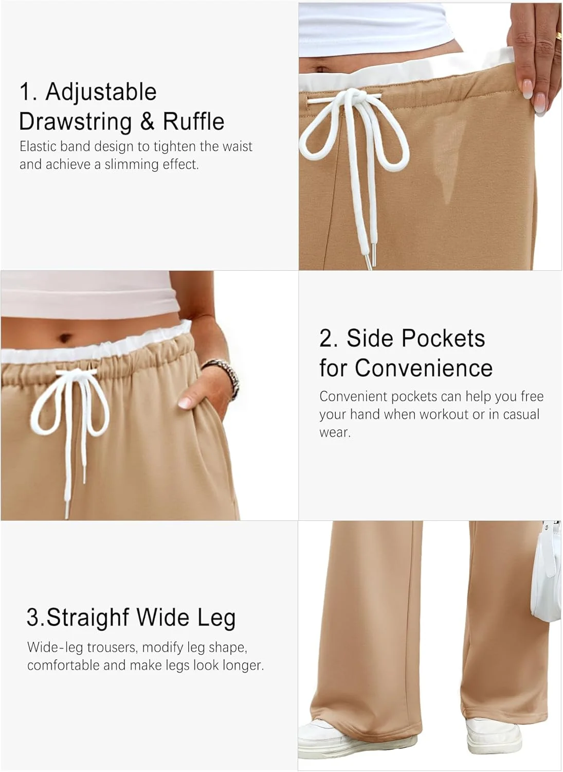 شلوار گرمکن پاچه گشاد زنانه Anbech، شلوار ورزشی بگ کمر پایین با بند، شلوار راحتی زنانه، شلوار جاگر با جیب شلوار گرمکن پاچه گشاد زنانه Anbech، شلوار ورزشی بگ کمر پایین با بند، شلوار راحتی زنانه، شلوار جاگر با جیب