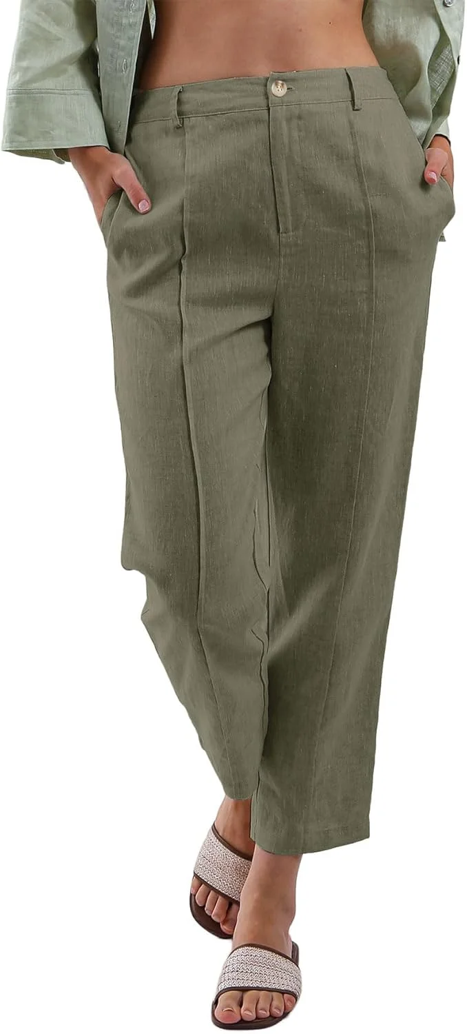 شلوار زنانه آماژیو، 100% لینن، فاق بلند، مناسب تابستان، مدل پینتاک شلوار زنانه آماژیو، 100% لینن، فاق بلند، مناسب تابستان، مدل پینتاک