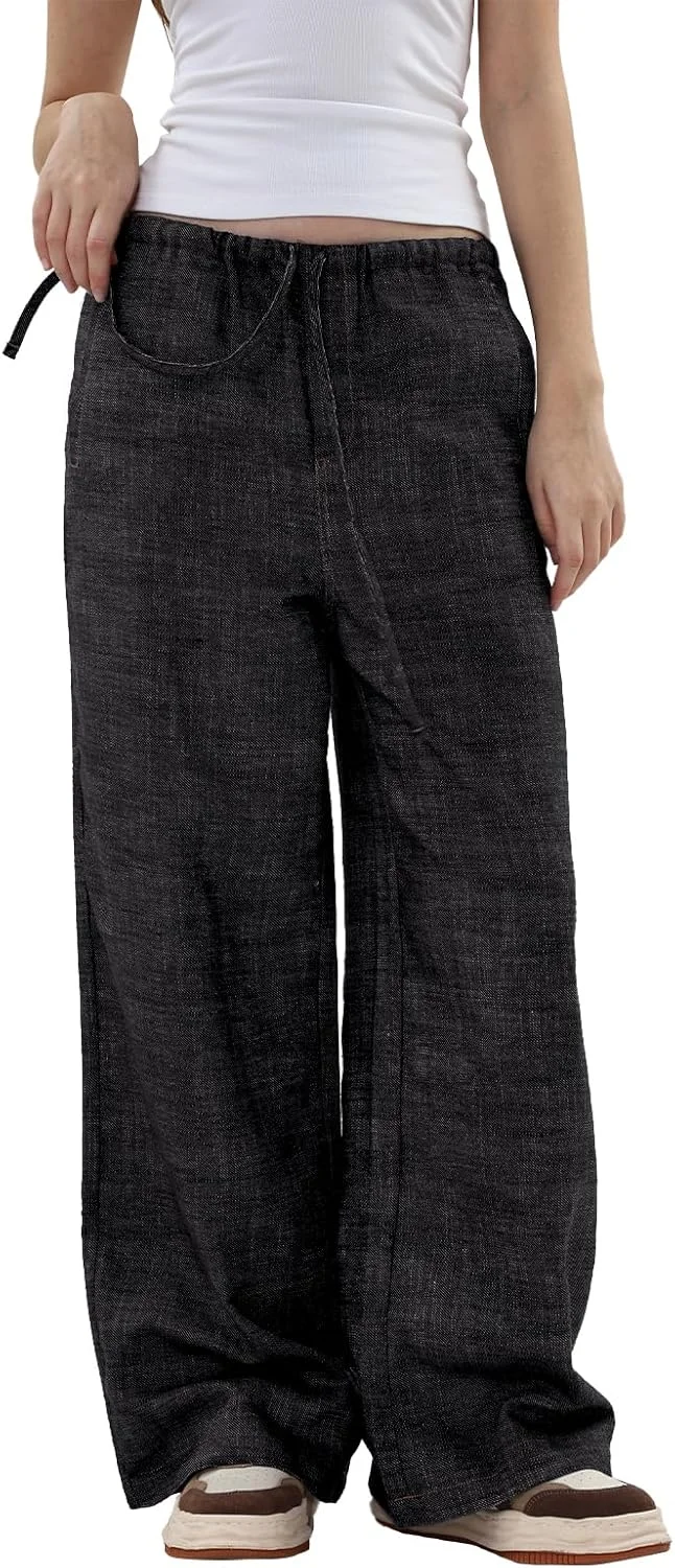 شلوار زنانه آماژیو، ترکیبی از کتان، شلوار راحت پاچه گشاد زنانه، کمر کشی، دارای جیب، فرم آزاد شلوار زنانه آماژیو، ترکیبی از کتان، شلوار راحت پاچه گشاد زنانه، کمر کشی، دارای جیب، فرم آزاد