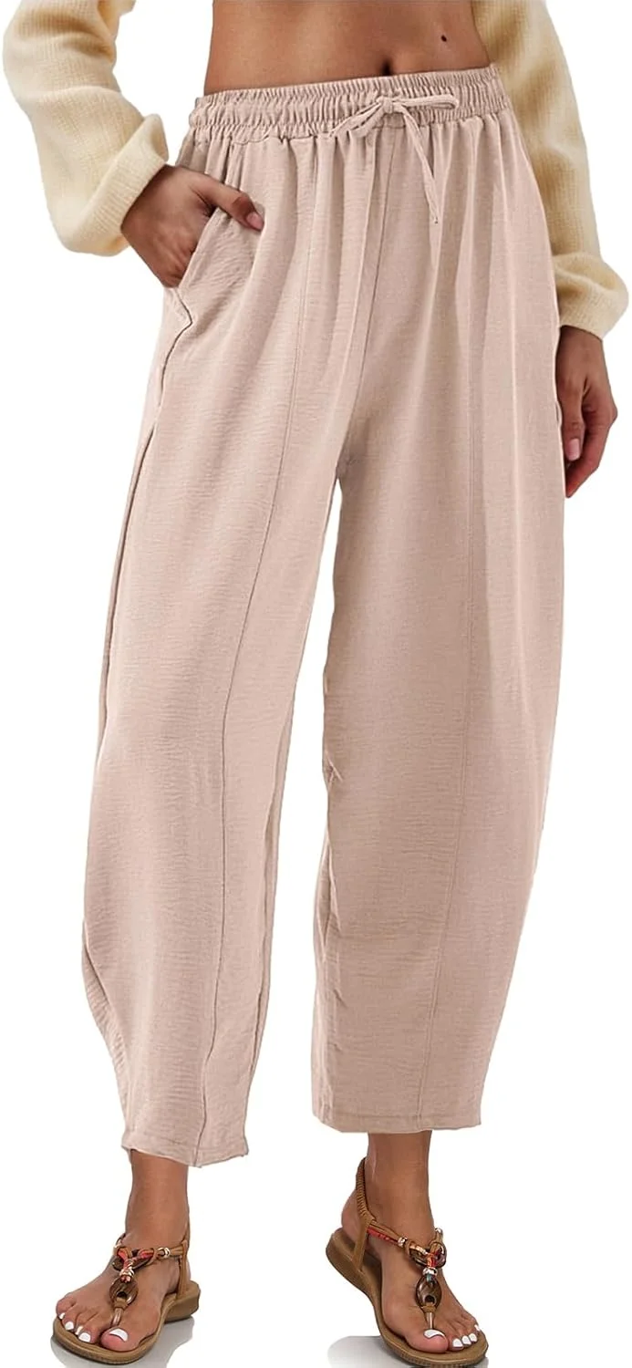 شلوار زنانه السوگو، کمر بلند، گشاد، قد مچ پا، شلوار پالازو، شلوار راحتی با جیب مناسب تابستان شلوار زنانه السوگو، کمر بلند، گشاد، قد مچ پا، شلوار پالازو، شلوار راحتی با جیب مناسب تابستان