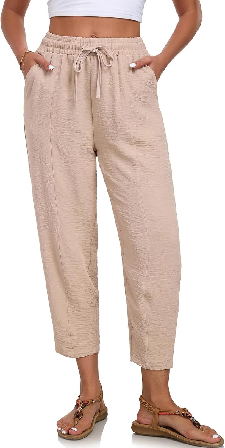 شلوار زنانه السوگو، کمر بلند، گشاد، قد مچ پا، شلوار پالازو، شلوار راحتی با جیب مناسب تابستان شلوار زنانه السوگو، کمر بلند، گشاد، قد مچ پا، شلوار پالازو، شلوار راحتی با جیب مناسب تابستان