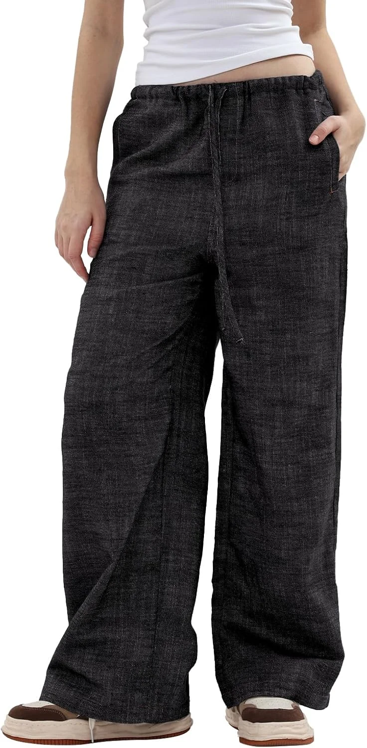 شلوار زنانه آماژیو، ترکیبی از کتان، شلوار راحت پاچه گشاد زنانه، کمر کشی، دارای جیب، فرم آزاد شلوار زنانه آماژیو، ترکیبی از کتان، شلوار راحت پاچه گشاد زنانه، کمر کشی، دارای جیب، فرم آزاد