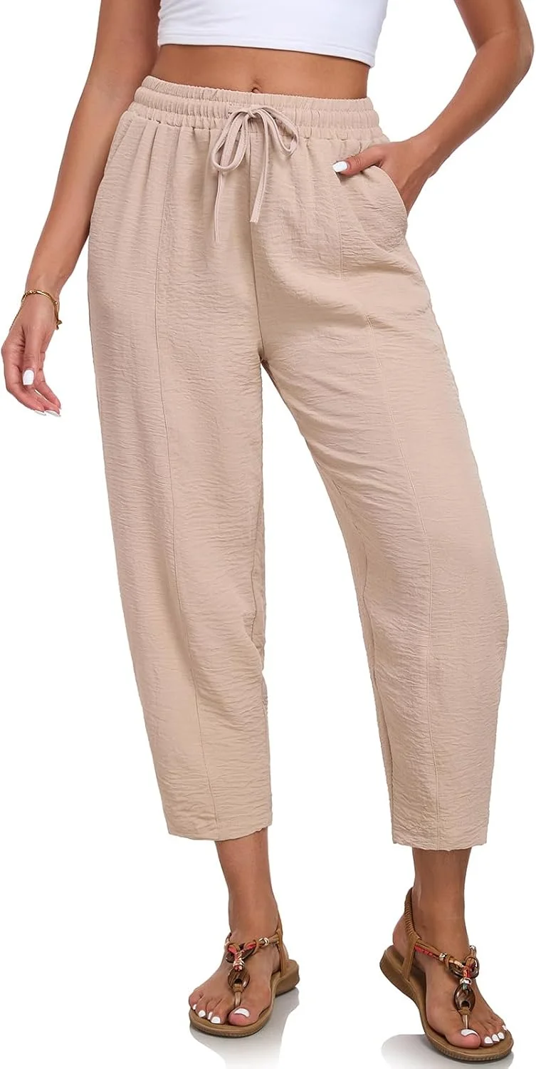 شلوار زنانه السوگو، کمر بلند، گشاد، قد مچ پا، شلوار پالازو، شلوار راحتی با جیب مناسب تابستان شلوار زنانه السوگو، کمر بلند، گشاد، قد مچ پا، شلوار پالازو، شلوار راحتی با جیب مناسب تابستان