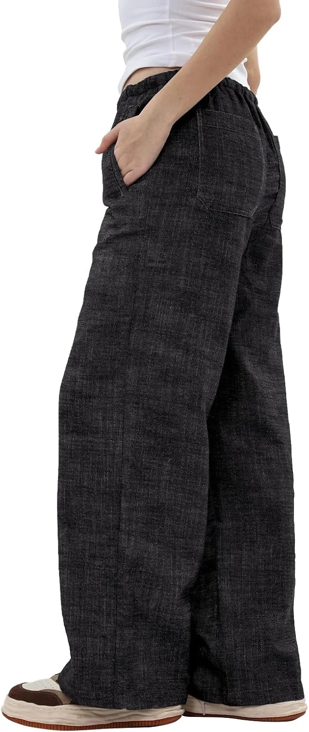 شلوار زنانه آماژیو، ترکیبی از کتان، شلوار راحت پاچه گشاد زنانه، کمر کشی، دارای جیب، فرم آزاد شلوار زنانه آماژیو، ترکیبی از کتان، شلوار راحت پاچه گشاد زنانه، کمر کشی، دارای جیب، فرم آزاد