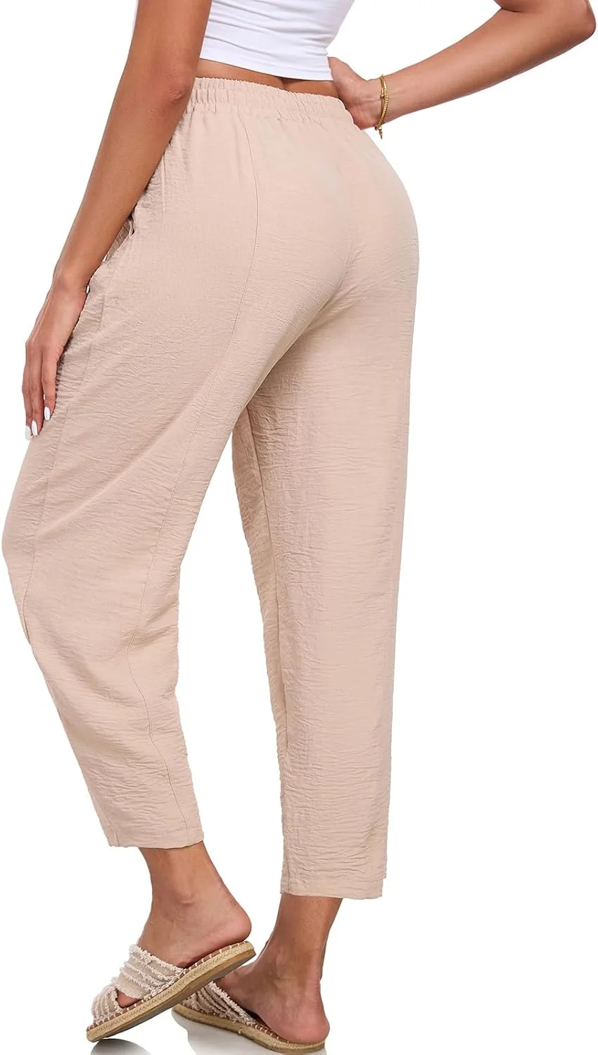 شلوار زنانه السوگو، کمر بلند، گشاد، قد مچ پا، شلوار پالازو، شلوار راحتی با جیب مناسب تابستان شلوار زنانه السوگو، کمر بلند، گشاد، قد مچ پا، شلوار پالازو، شلوار راحتی با جیب مناسب تابستان