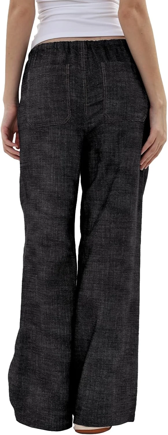 شلوار زنانه آماژیو، ترکیبی از کتان، شلوار راحت پاچه گشاد زنانه، کمر کشی، دارای جیب، فرم آزاد شلوار زنانه آماژیو، ترکیبی از کتان، شلوار راحت پاچه گشاد زنانه، کمر کشی، دارای جیب، فرم آزاد