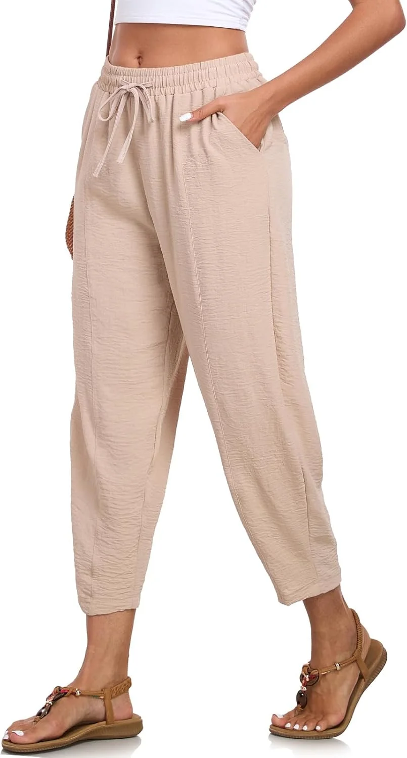 شلوار زنانه السوگو، کمر بلند، گشاد، قد مچ پا، شلوار پالازو، شلوار راحتی با جیب مناسب تابستان شلوار زنانه السوگو، کمر بلند، گشاد، قد مچ پا، شلوار پالازو، شلوار راحتی با جیب مناسب تابستان