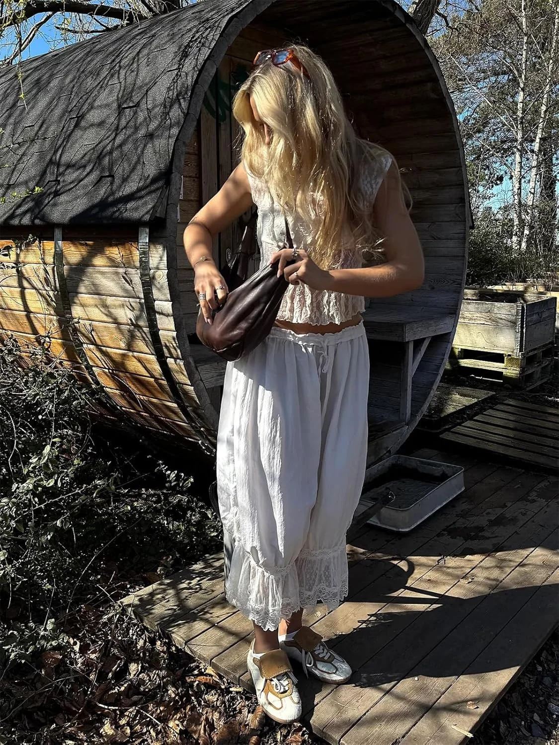 شلوارک زنانه Alyweatry، شلوار گشاد بلند چین دار، کمر کشی، تکه دوزی توری، شلوار زیردامنی کوتاه، مناسب استایل خیابانی شلوارک زنانه Alyweatry، شلوار گشاد بلند چین دار، کمر کشی، تکه دوزی توری، شلوار زیردامنی کوتاه، مناسب استایل خیابانی