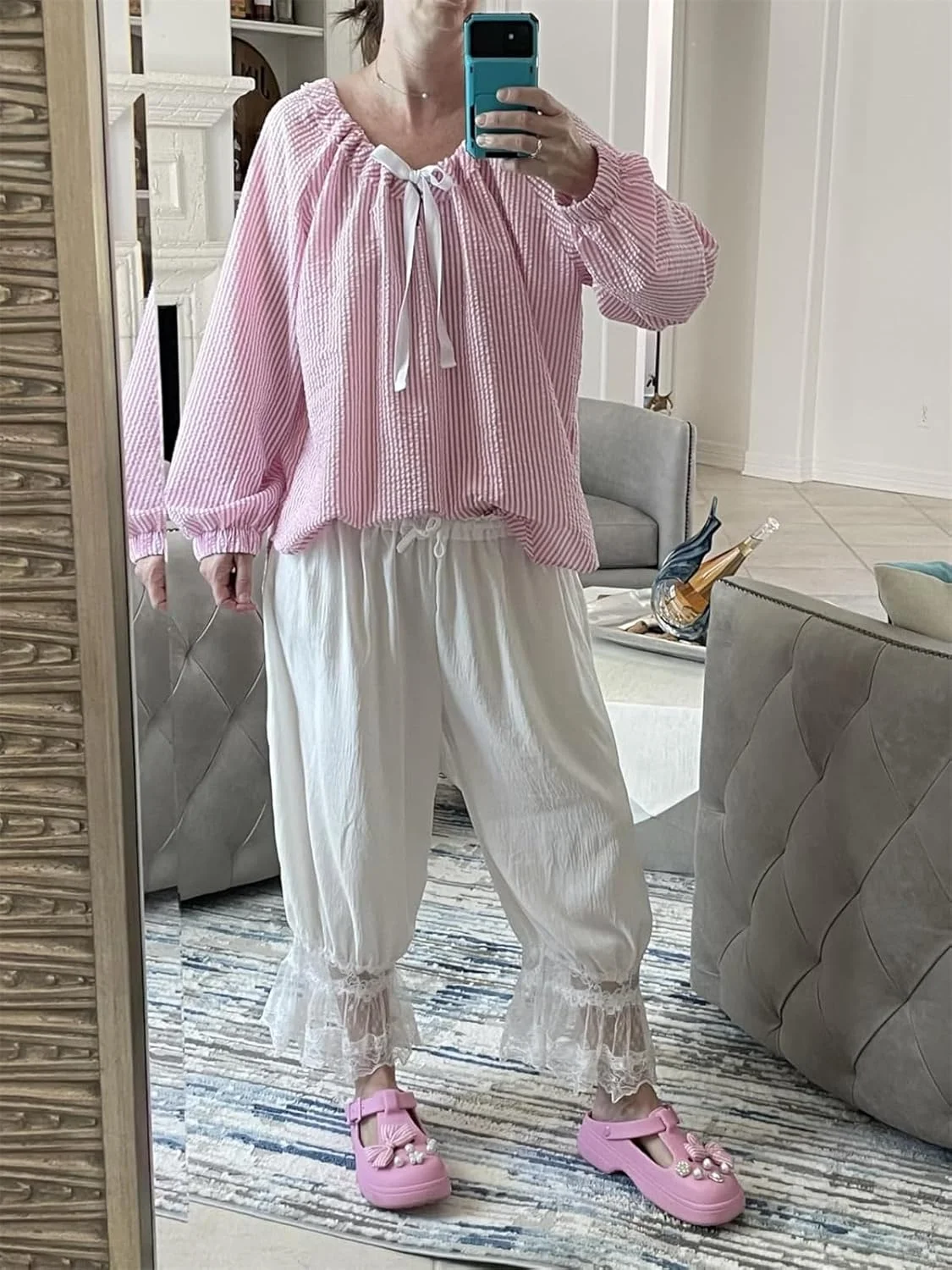 شلوارک زنانه Alyweatry، شلوار گشاد بلند چین دار، کمر کشی، تکه دوزی توری، شلوار زیردامنی کوتاه، مناسب استایل خیابانی شلوارک زنانه Alyweatry، شلوار گشاد بلند چین دار، کمر کشی، تکه دوزی توری، شلوار زیردامنی کوتاه، مناسب استایل خیابانی