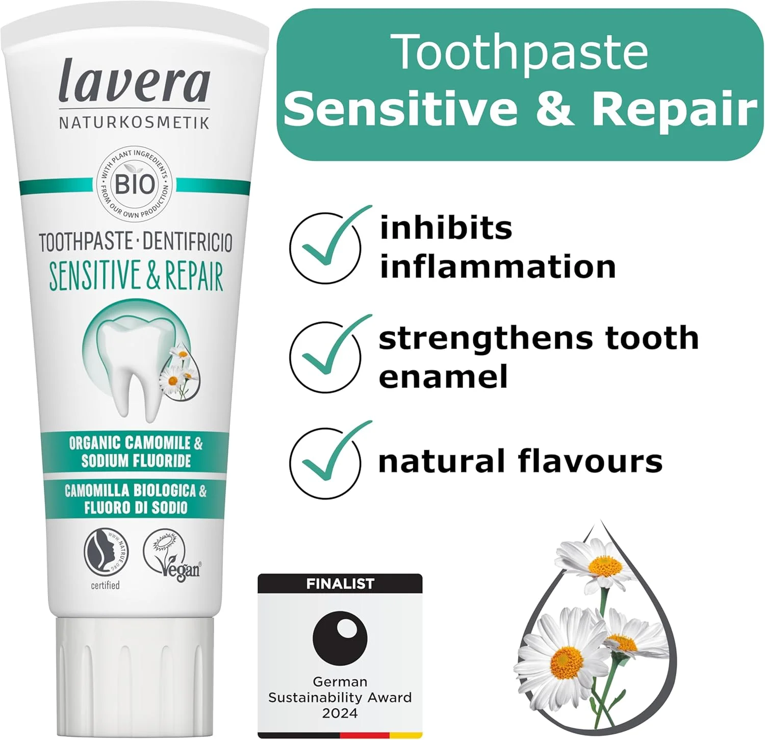 خمیر دندان ارگانیک و ترمیم کننده دندان های حساس لاورا با فلوراید 75 میلی لیتر