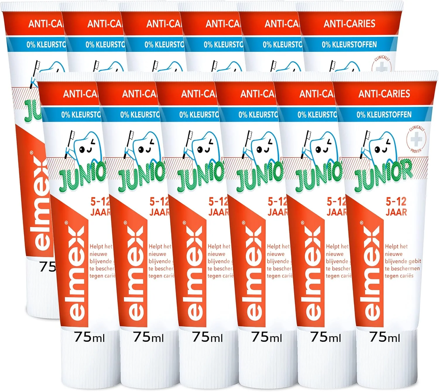 خمیر دندان کودک Elmex Junior مناسب 5 تا 12 سال 12 عدد 75 میلی لیتر