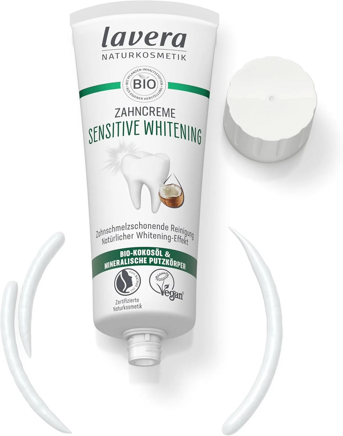 خمیر دندان سفید کننده ملایم لاورا - محافظت 5 گانه - سفید کننده طبیعی - ملایم بر روی دندان ها - حاوی سلولز بامبو و سدیم فلوراید - وگان - 75 میلی لیتر