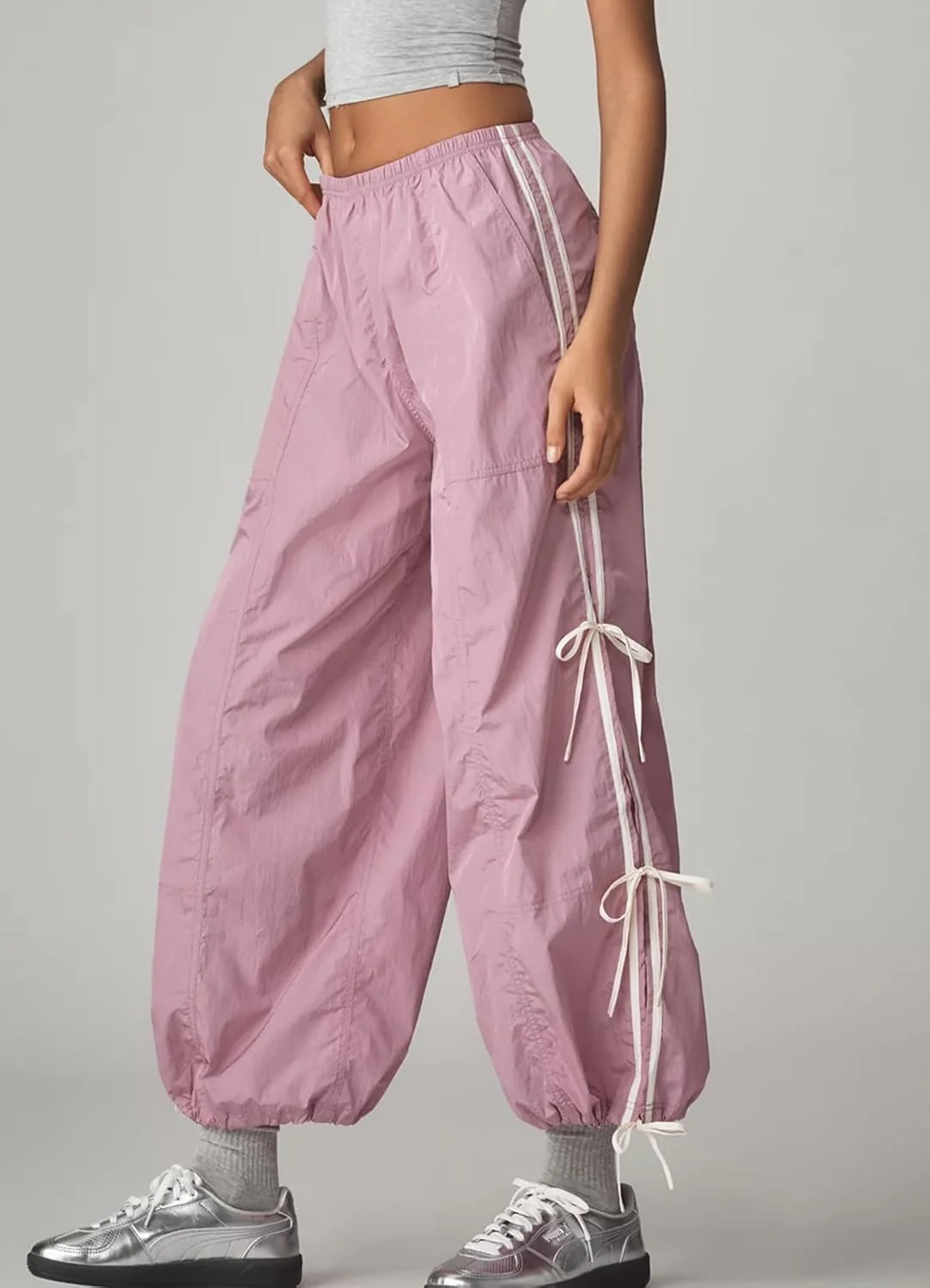 شلوار ترَک زنانه Anoumcy با پاپیون در پهلو، مناسب تابستان، سبک، گشاد، شلوار راحتی Y2K با جیب شلوار ترَک زنانه Anoumcy با پاپیون در پهلو، مناسب تابستان، سبک، گشاد، شلوار راحتی Y2K با جیب