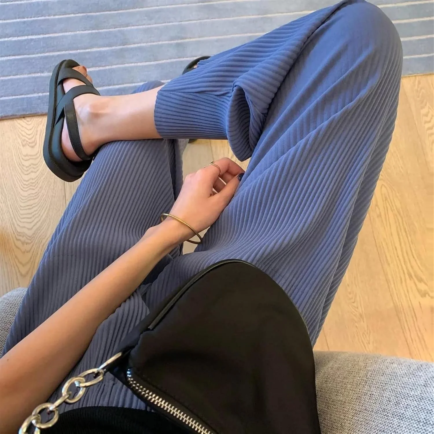 شلوار زنانه BEABAG تابستانی نازک شیفون پا گشاد شلوارک تنفسی یکدست شلوار یوگا یکدست (رنگ: Hortel، سایز: L)