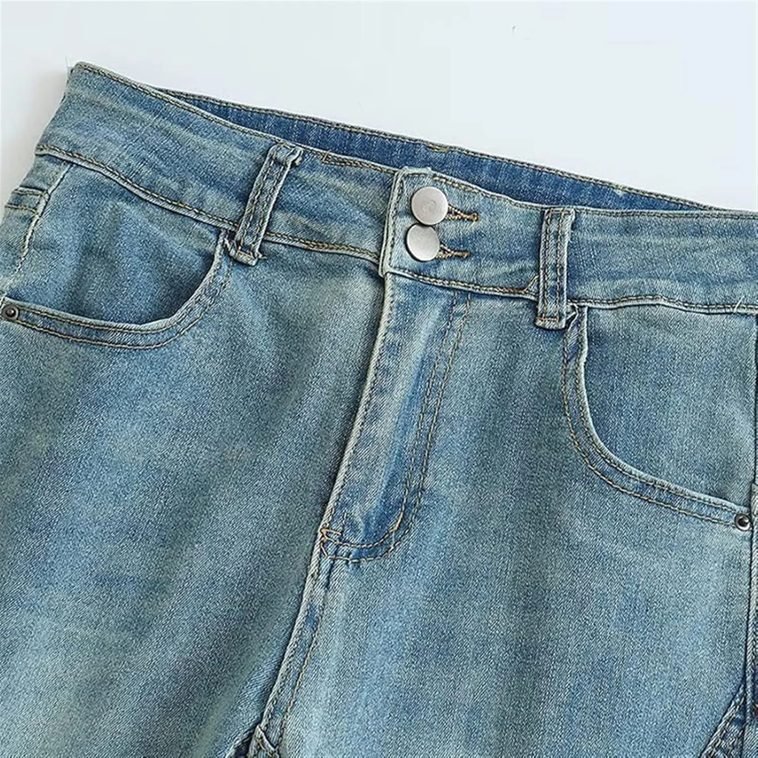 شلوار زنانه BEABAG، شلوار جین زیپ دار جلوی زنانه، کمر بلند، شلوار زنانه تمام قد، همه کاره، شلوار قابل شستشو (سایز: XS)