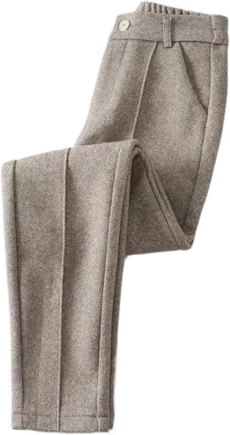 شلوار زنانه BEABAG، شلوار پشمی زنانه، رنگ ثابت، کمر بلند، ضخیم، شلوار گرم و غیر رسمی مدل هارم (رنگ: بژ، سایز: M)