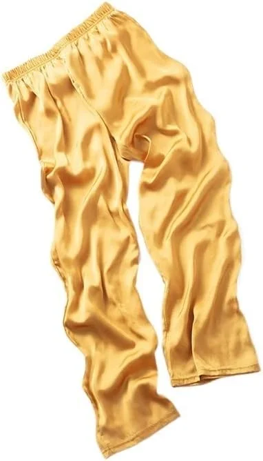 شلوار زنانه BEABAG، شلوار ساتن رنگ ثابت پاچه گشاد زنانه، مناسب تابستان، کمر بلند گشاد، راسته، لوله ای، غیر رسمی، کمر کشی بزرگ (رنگ: Hortelã، سایز: XL 70-80 کیلوگرم)