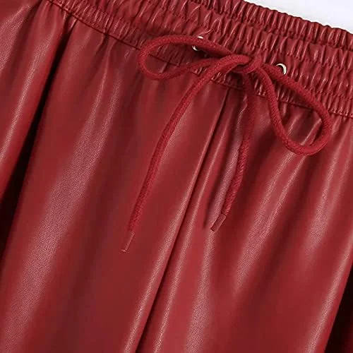 شلوار زنانه BEABAG، شلوار چرمی زنانه، شلوار پاییزی زنانه، شلوار مشکی کمر بلند، شلوار چرم مصنوعی با بند قرمز (رنگ: بژ، سایز: بزرگ) شلوار زنانه BEABAG، شلوار چرمی زنانه، شلوار پاییزی زنانه، شلوار مشکی کمر بلند، شلوار چرم مصنوعی با بند قرمز (رنگ: بژ، سایز: بزرگ)