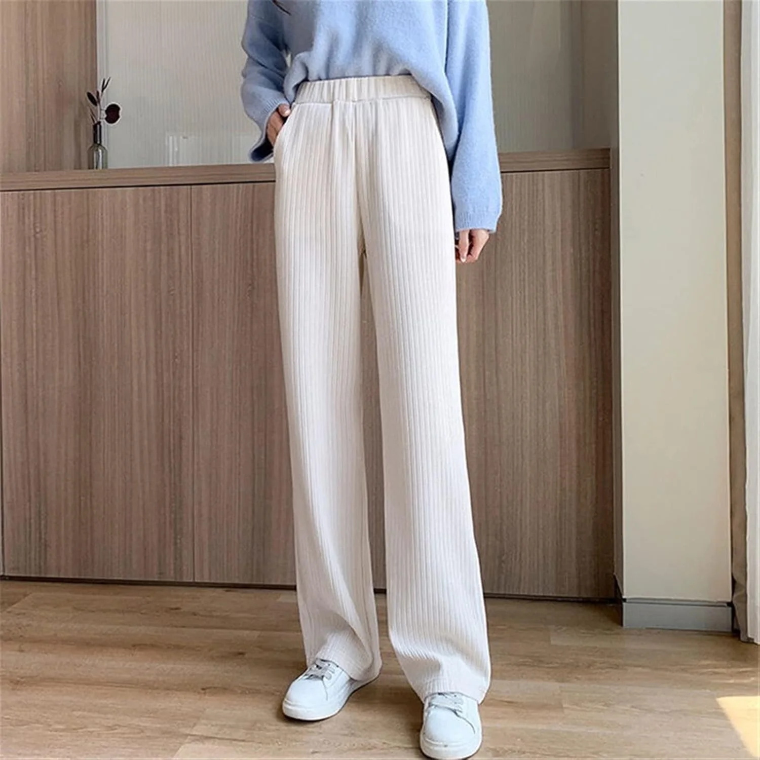 شلوار زنانه BEABAG، شلوار غیر رسمی زنانه، بافتنی دنده ای، پشمی بلند، نخی هارون، شلوار نرم، بافتنی دنده ای، شلوار راحت پا گشاد (رنگ: سفید، سایز: EU-XS 42-52Kg asiaM) شلوار زنانه BEABAG، شلوار غیر رسمی زنانه، بافتنی دنده ای، پشمی بلند، نخی هارون، شلوار نرم، بافتنی دنده ای، شلوار راحت پا گشاد (رنگ: سفید، سایز: EU-XS 42-52Kg asiaM)