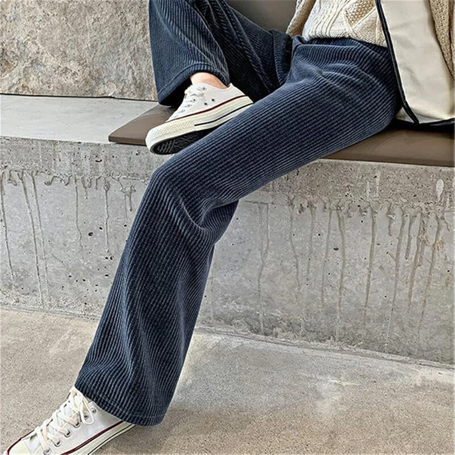 شلوار زنانه BEABAG، شلوار کژوال زنانه، بافتنی دنده ای، پشمی بلند، نخی هارون، شلوار نرم، بافتنی دنده ای، شلوار راحت پاچه گشاد (رنگ: Hortel، سایز: EU-XL 72-80kg معادل as3xl)