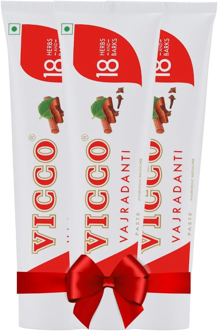 خمیر دندان آیورودیک ویکو واجرادانتی برای لثه های سالم و قوی با خواص 18 گیاه و پوست درخت ضروری | خمیر دندان 100% طبیعی برای انواع لثه [100 گرم | بسته 3 عددی]