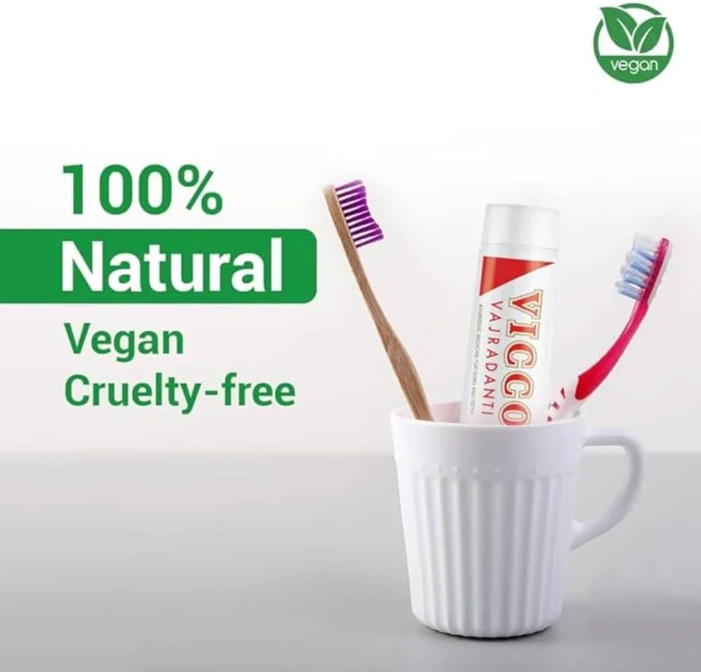 خمیر دندان آیورودیک ویکو واجرادانتی برای لثه های سالم و قوی با خواص 18 گیاه و پوست درخت ضروری | تقویت کننده لثه، کاهش دهنده تورم و از بین برنده بوی بد دهان [200 گرم | بسته 2 عددی]