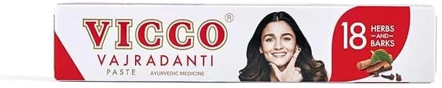 خمیر دندان آیورودیک ویکو واجرادانتی برای لثه های سالم و قوی با خواص 18 گیاه و پوست درخت ضروری | خمیر دندان 100% طبیعی برای انواع لثه [100 گرم | بسته 3 عددی]