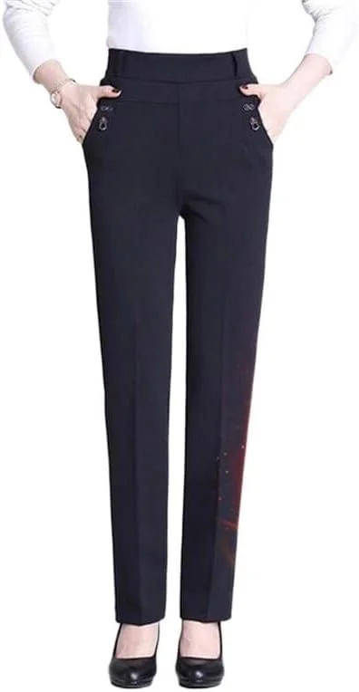 شلوار زنانه BEABAG مناسب زمستان، شلوار مخملی زنانه، کمر کشی الاستیک، شلوار زنانه غیر رسمی، گشاد و راسته (رنگ: Hortel، سایز: XXXL)