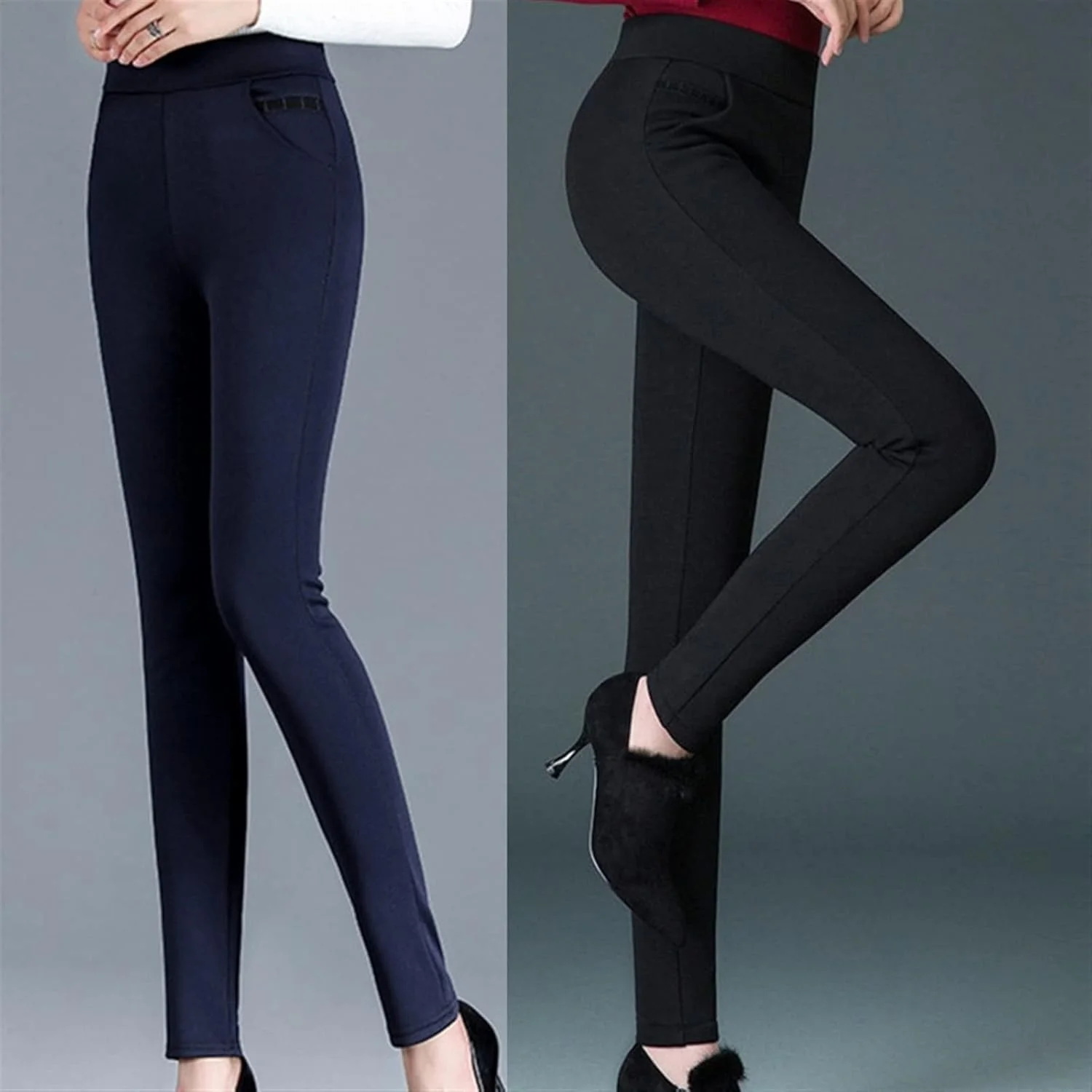 شلوار زنانه BEABAG، شلوار ضخیم زمستانی زنانه، شلوار مخملی گرم، شلوار کمر بلند کشی، شلوار غیر رسمی گشاد راسته (رنگ: Hortel، سایز: XL)