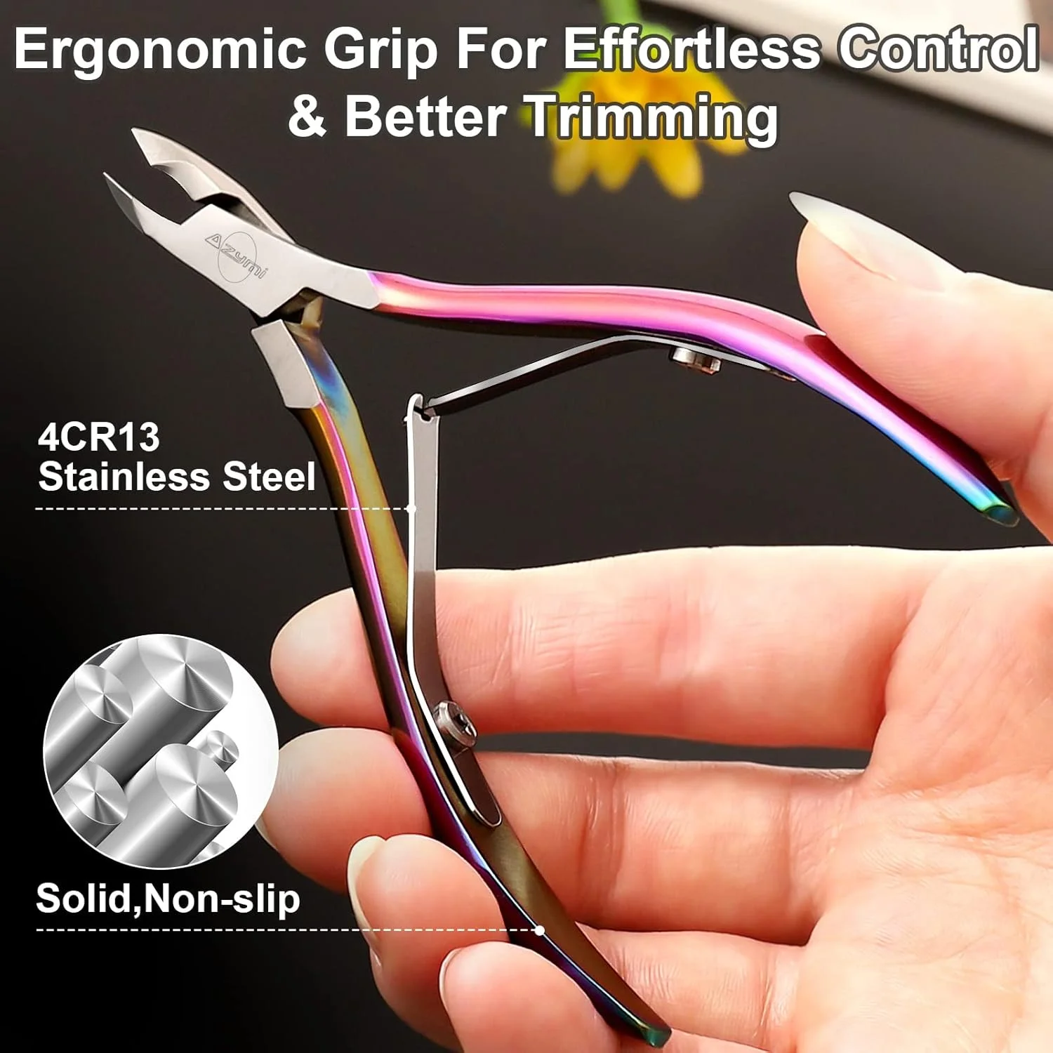 ست مانیکور آزیمی 3 در 1 شامل نیپر/ کاتر/ اسکراپر رنگی استیل ضد زنگ، کیت تیز ناخن گیر برای زنان و مردان