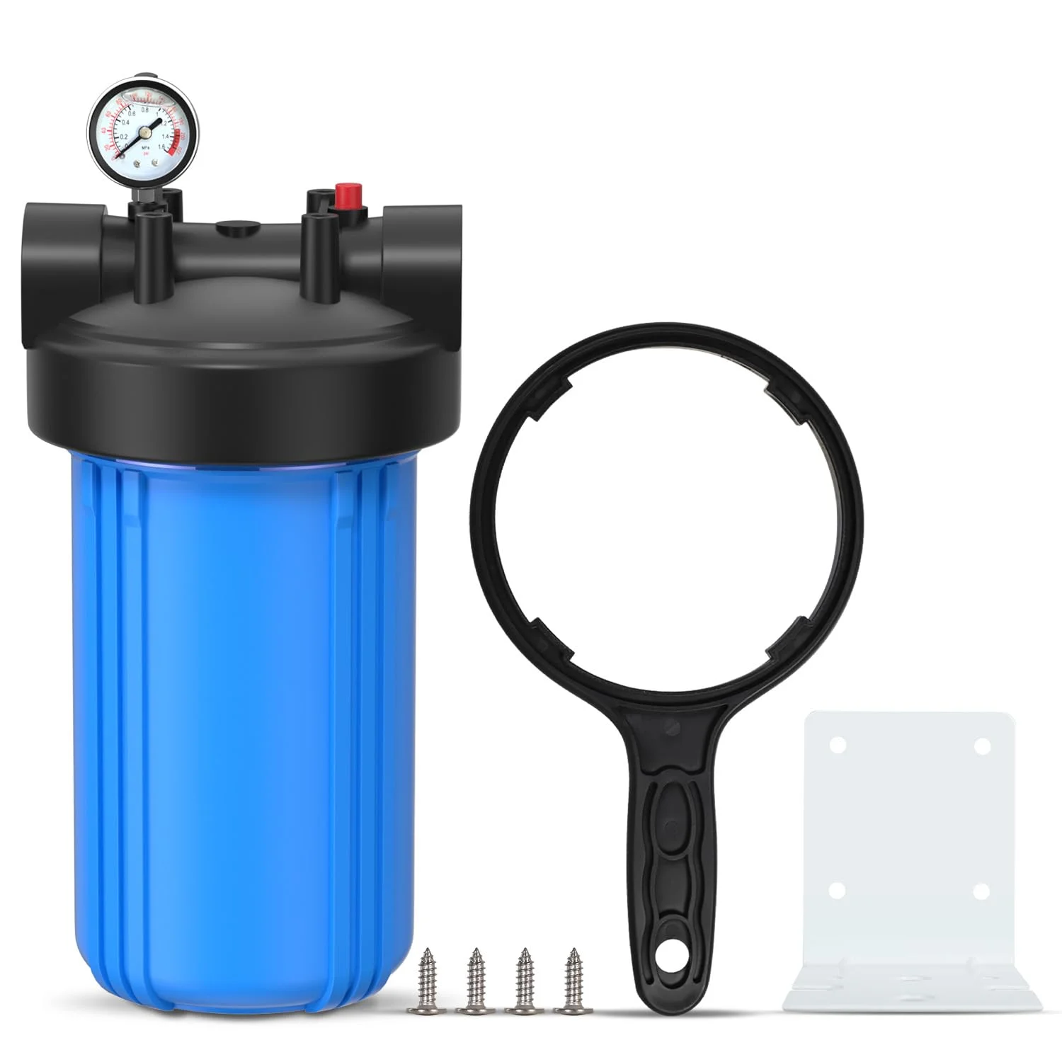 محفظه فیلتر آب کل خانه PUREPLUS، محفظه جهانی کارتریج رسوب 10"x4.5"، سیستم پیش تصفیه، پورت 1" NPT محفظه فیلتر آب کل خانه PUREPLUS، محفظه جهانی کارتریج رسوب 10"x4.5"، سیستم پیش تصفیه، پورت 1" NPT