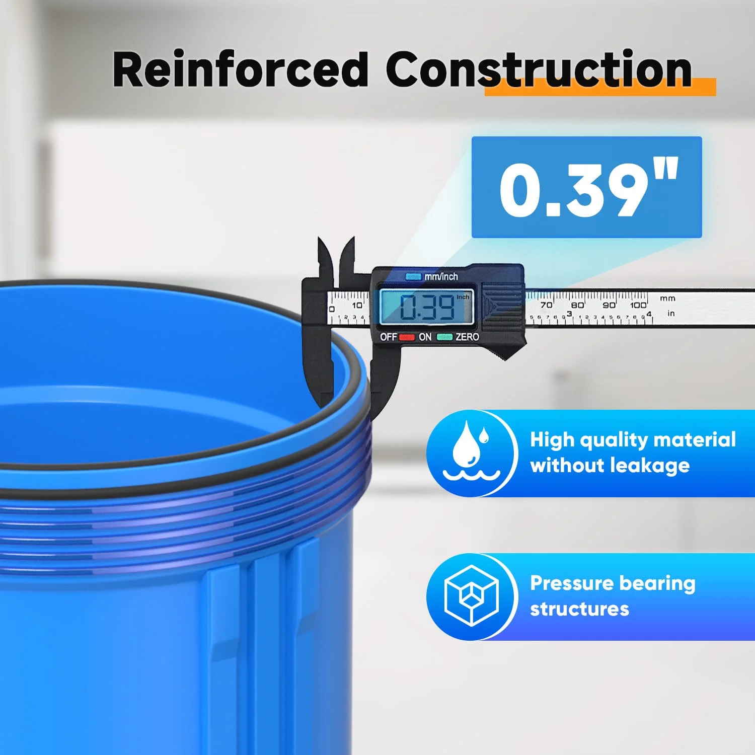 محفظه فیلتر آب کل خانه PUREPLUS، محفظه جهانی کارتریج رسوب 10"x4.5"، سیستم پیش تصفیه، پورت 1" NPT