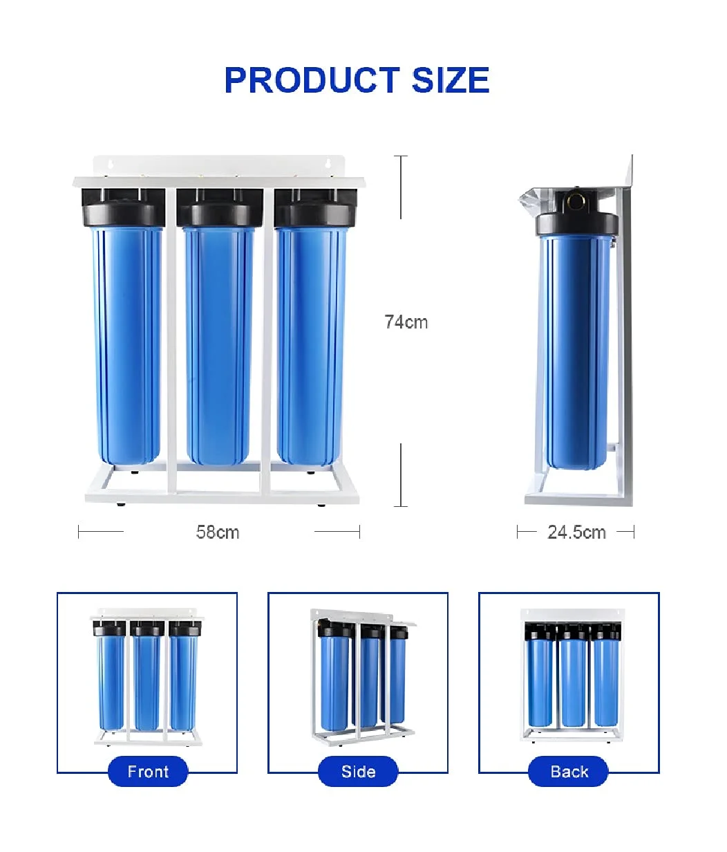 سیستم فیلتراسیون آب کل خانه پوری پرو جامبو با محفظه بیگ بلو و اتصال 1 اینچی به همراه آچار، سایز 10 اینچ در 4.5 اینچ (20 اینچ - سه مرحله ای) سیستم فیلتراسیون آب کل خانه پوری پرو جامبو با محفظه بیگ بلو و اتصال 1 اینچی به همراه آچار، سایز 10 اینچ در 4.5 اینچ (20 اینچ - سه مرحله ای)