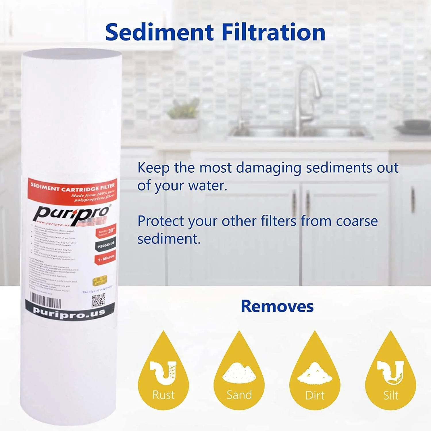 ست فیلتر جایگزین کارتریج فیلتر آب پوری پرو برای فیلتراسیون کل خانه، محفظه جامبو بیگ بلو برای ویلا و رستوران ها