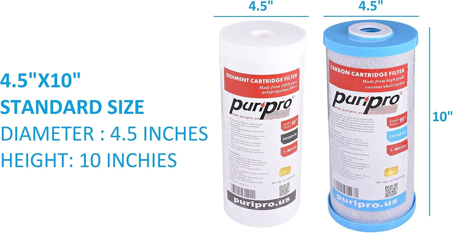 محفظه سیستم فیلتراسیون آب کل خانه پوری پرو جامبو با اتصال 1 اینچی و آچار (10 اینچ در 4.5 اینچ، دوبل، بیگ بلو) محفظه سیستم فیلتراسیون آب کل خانه پوری پرو جامبو با اتصال 1 اینچی و آچار (10 اینچ در 4.5 اینچ، دوبل، بیگ بلو)