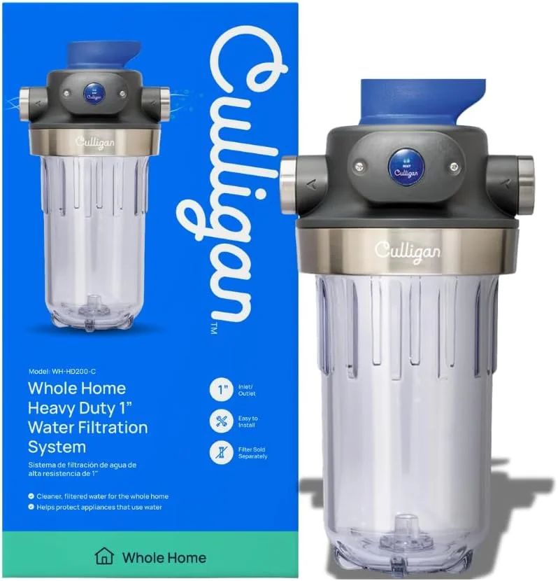 سیستم فیلتر آب کل خانه ای سنگین Culligan WH-HD200-C با ورودی/خروجی 1 اینچ - بهبود طعم آب لوله کشی، حذف رسوبات، محافظت از لوازم خانگی