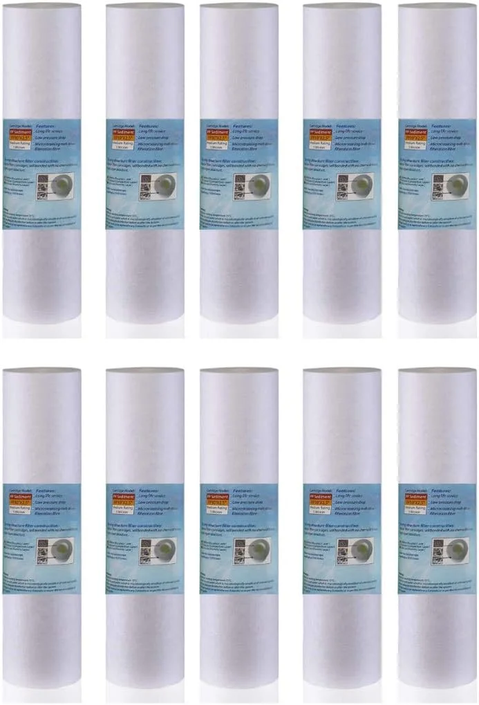 کارتریج های جایگزین فیلتر آب Royal Apex، کارتریج های جهانی اسفنجی پنبه ای پلی پروپیلن 10 اینچی، رسوب نخ پیش فیلتر استاندارد برای سیستم های RO استاندارد (بسته 10 عددی، اسفنجی 10 اینچی (70 گرم))