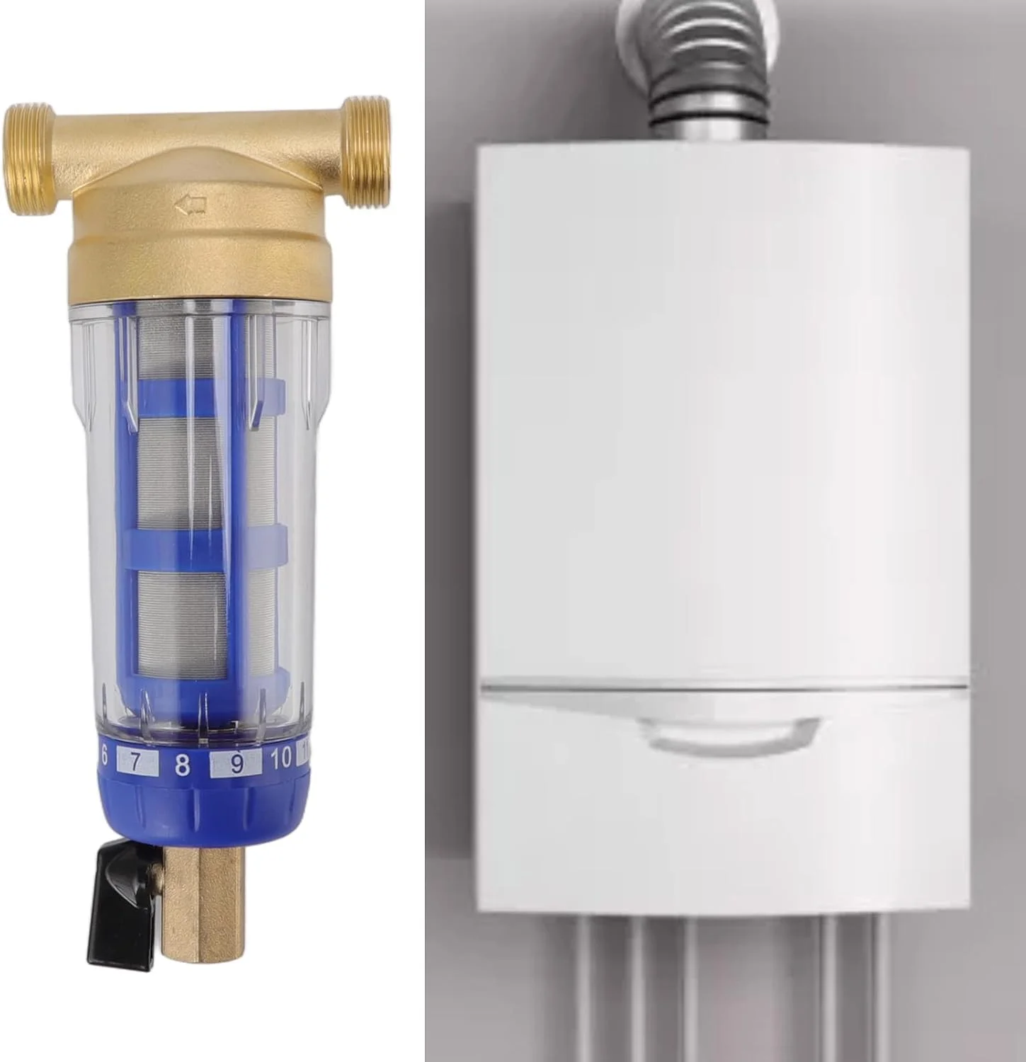 فیلتر رسوب گیر چرخشی کل خانه، ضد دزین، توری استیل 316، برای کل خانه، پیش فیلتر رسوب گیر چرخشی، با سر مسی، با دوام