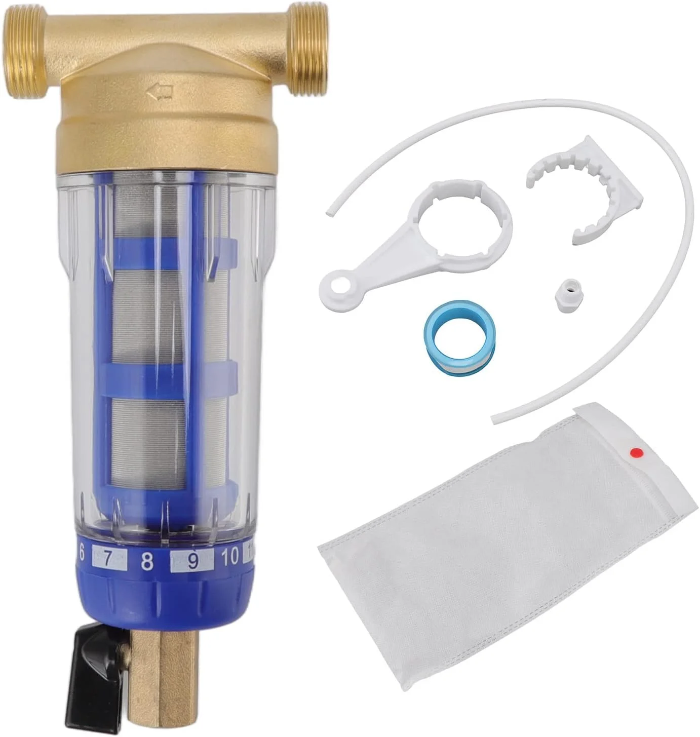 فیلتر رسوب گیر چرخشی کل خانه F&Y با سر مسی تصفیه شده