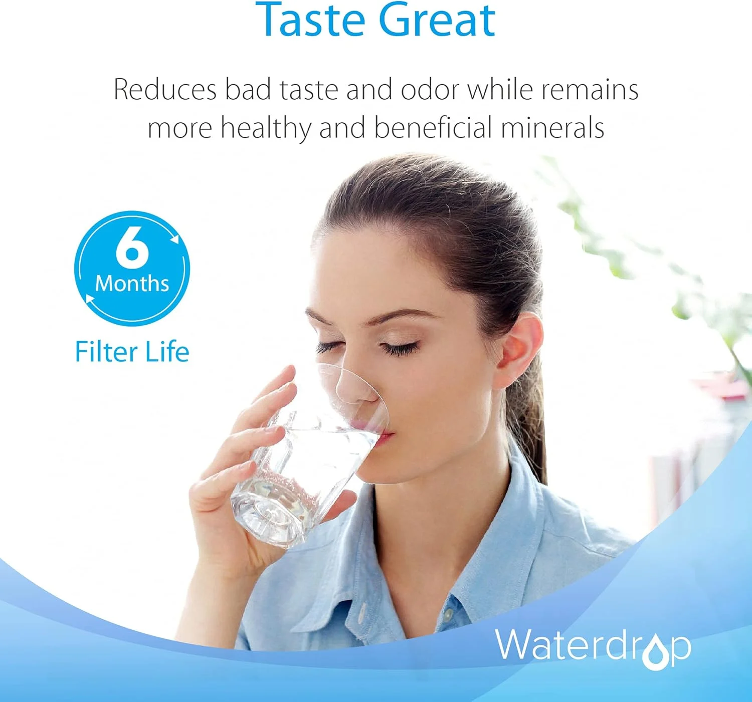 فیلتر آب ورودی ساختمان واتر دراپ، سازگار با سیستم آب آشامیدنی 3M Aqua-Pure AP117، Whirlpool WHKF-GAC برای کاهش کلر، آلودگی و زنگ زدگی، بسته 4 عددی