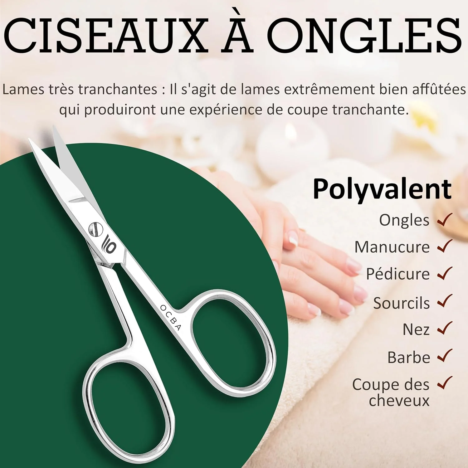 قیچی ناخن و کوتیکول OCBA، استیل ضد زنگ حرفه ای، تیغه منحنی تیز، مناسب برای ناخن های ضخیم پا، مانیکور، پدیکور، ابرو، موی بینی و ریش، آقایان و بانوان قیچی ناخن و کوتیکول OCBA، استیل ضد زنگ حرفه ای، تیغه منحنی تیز، مناسب برای ناخن های ضخیم پا، مانیکور، پدیکور، ابرو، موی بینی و ریش، آقایان و بانوان