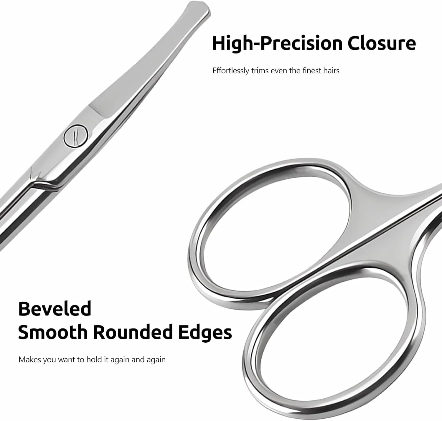 قیچی موی بینی ممتاز، 2 عدد تیغه ایمنی منحنی 3.75 اینچی با نوک گرد، قیچی ایمنی استیل ضد زنگ گرد برای اصلاح جزئیات کوچک موهای صورت، موهای گوش، ابرو، مشکی و نقره ای قیچی موی بینی ممتاز، 2 عدد تیغه ایمنی منحنی 3.75 اینچی با نوک گرد، قیچی ایمنی استیل ضد زنگ گرد برای اصلاح جزئیات کوچک موهای صورت، موهای گوش، ابرو، مشکی و نقره ای