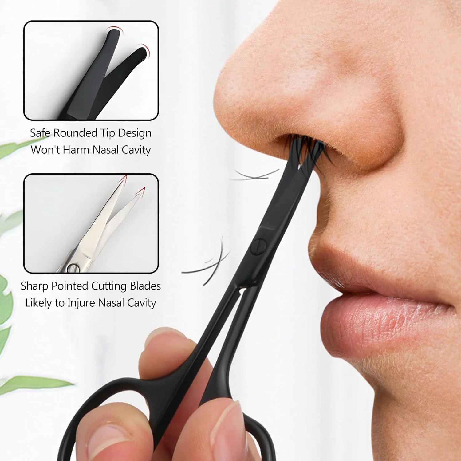 قیچی موی بینی ممتاز، 2 عدد تیغه ایمنی منحنی 3.75 اینچی با نوک گرد، قیچی ایمنی استیل ضد زنگ گرد برای اصلاح جزئیات کوچک موهای صورت، موهای گوش، ابرو، مشکی و نقره ای قیچی موی بینی ممتاز، 2 عدد تیغه ایمنی منحنی 3.75 اینچی با نوک گرد، قیچی ایمنی استیل ضد زنگ گرد برای اصلاح جزئیات کوچک موهای صورت، موهای گوش، ابرو، مشکی و نقره ای