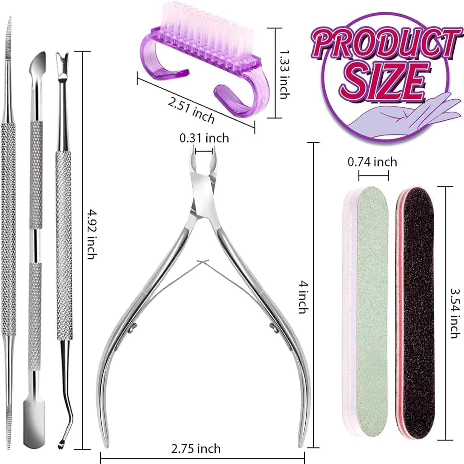 ابزار حرفه ای پدیکور و مانیکور - ست ناخن گیر با عقب زننده کوتیکول، اسکراپر، سوهان ناخن و براق کننده ابزار حرفه ای پدیکور و مانیکور - ست ناخن گیر با عقب زننده کوتیکول، اسکراپر، سوهان ناخن و براق کننده