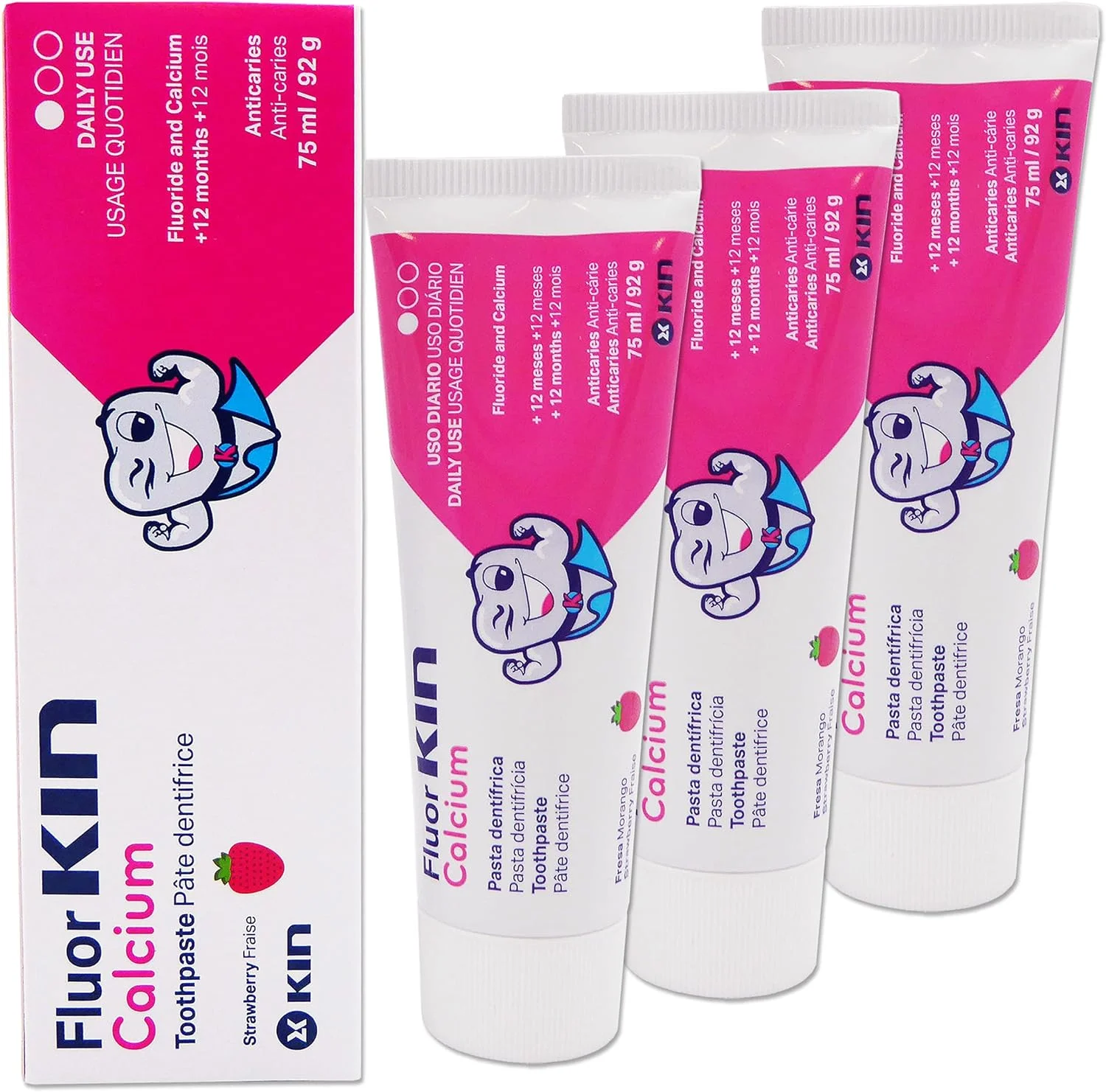 مجموعه 3 عددی خمیر دندان فلور کین ~ طعم توت فرنگی کودکان با کلسیم و فلوراید مجموعه 3 عددی خمیر دندان فلور کین ~ طعم توت فرنگی کودکان با کلسیم و فلوراید